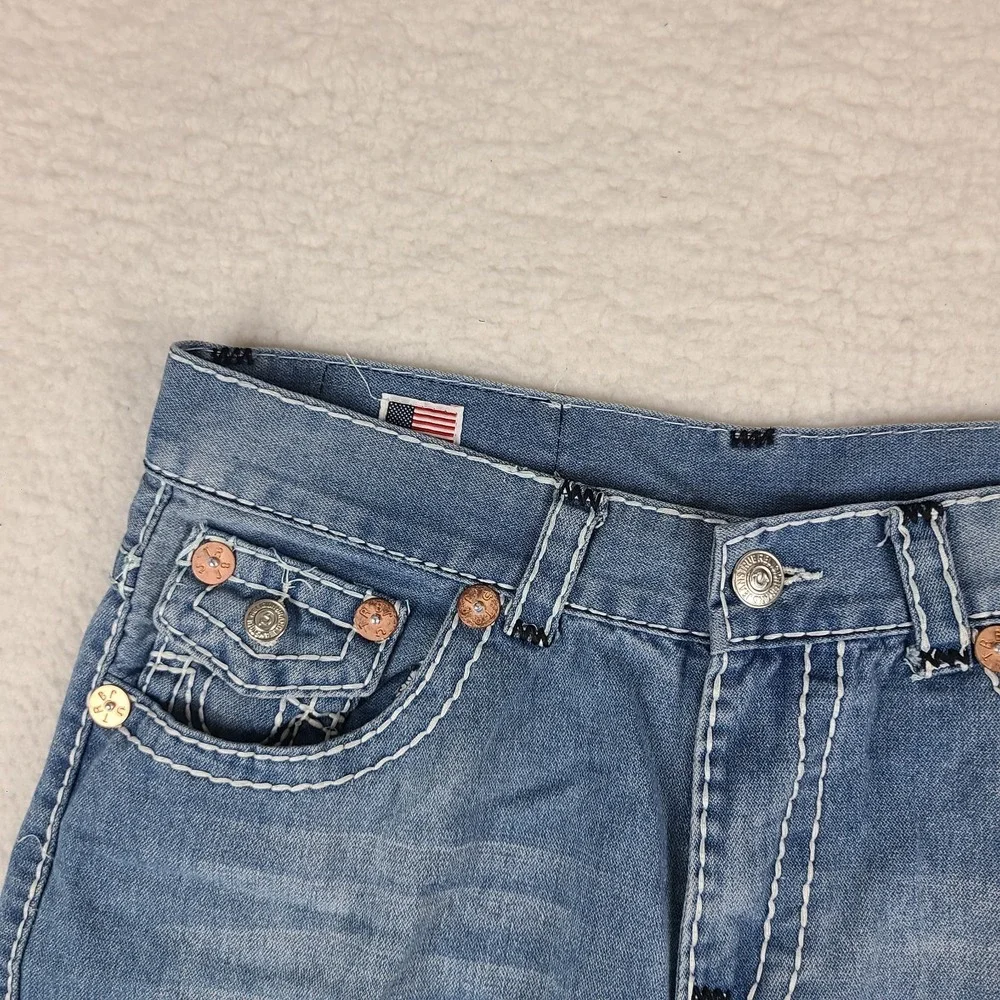 True Religion Jean Shorts Mens 36 Blue Johnny Super T 10